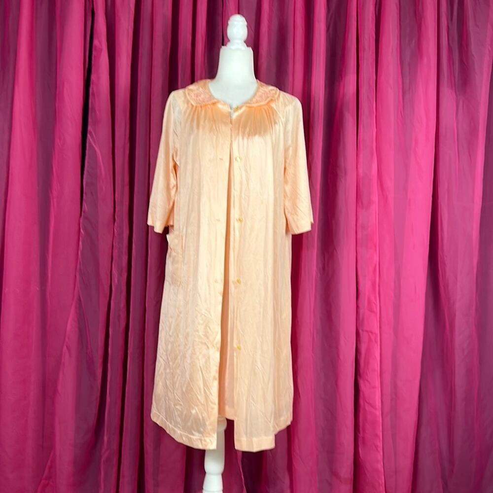 Vintage Lorraine soft satin night dress slip and robe set, size small/med